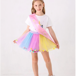 Colorful Unicorn Birthday Outfit w. Headband and Sash