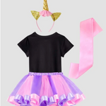 Pink and Purple Unicorn Birthday Outfit w. Headband and Sash