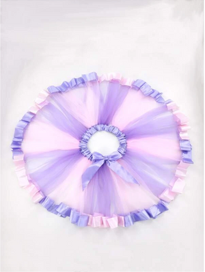 Pink and Purple Ribbon Trim Overlay Birthday Tutu