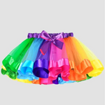 Colorful Rainbow Ribbon Trim Overlay Birthday Tutu