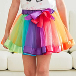 Colorful Rainbow Ribbon Trim Overlay Birthday Tutu