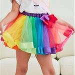 Colorful Rainbow Ribbon Trim Overlay Birthday Tutu