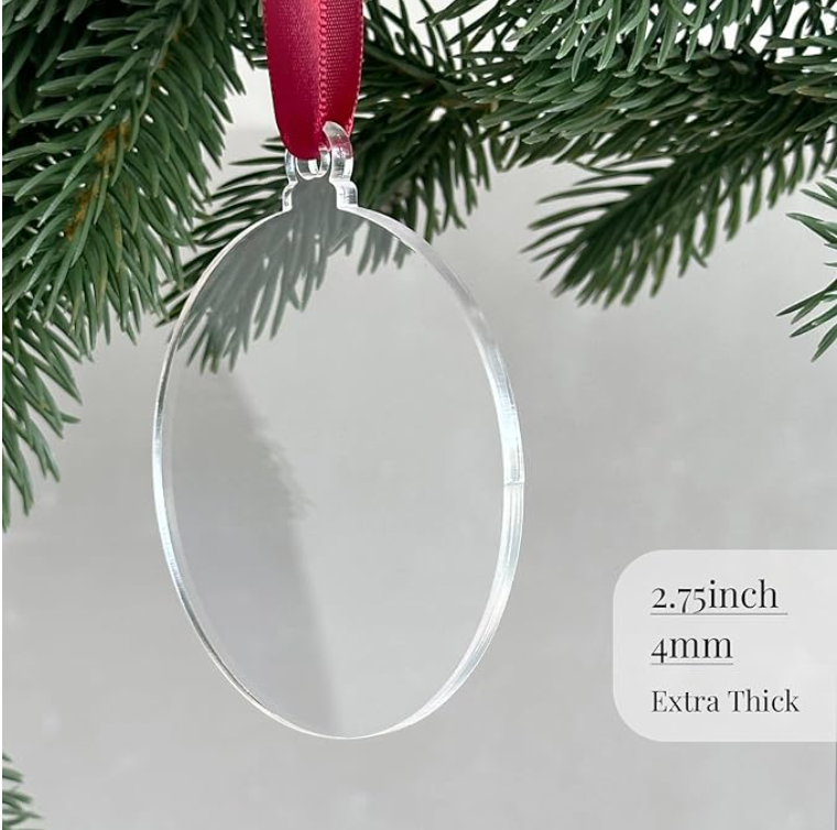 Clear Round Acrylic Ornaments (7 Pack)