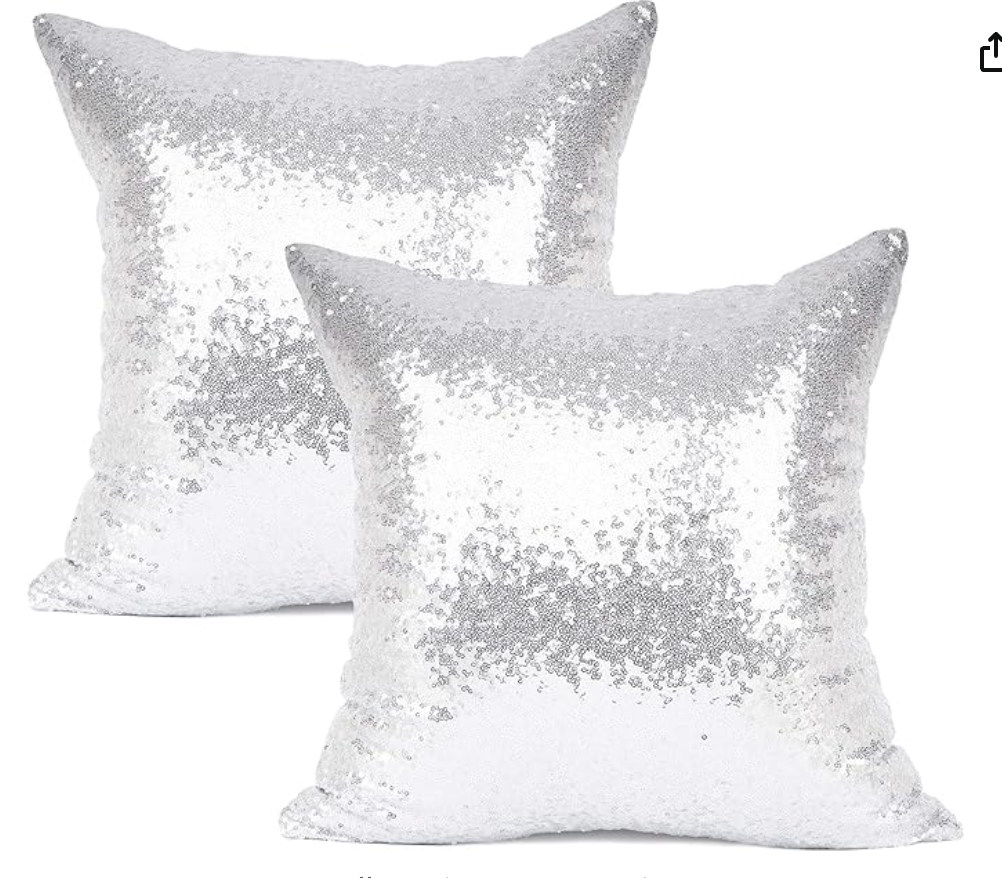 Silver Sequin Pillow Cover 18 x 18