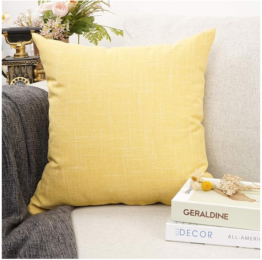 Yellow Linen Pillow Cover 18 x 18