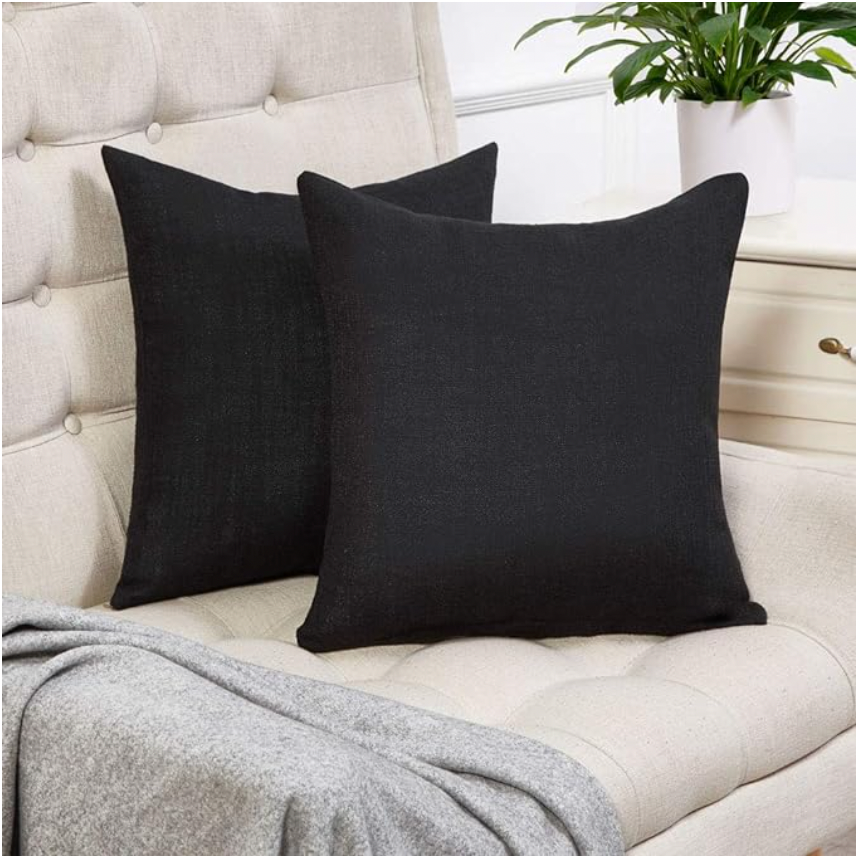 Black Linen Pillow Cover 18 x 18