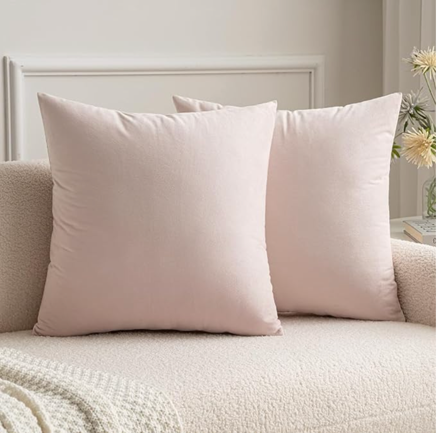 Light Pink Velvet Pillow Cover 18x 18