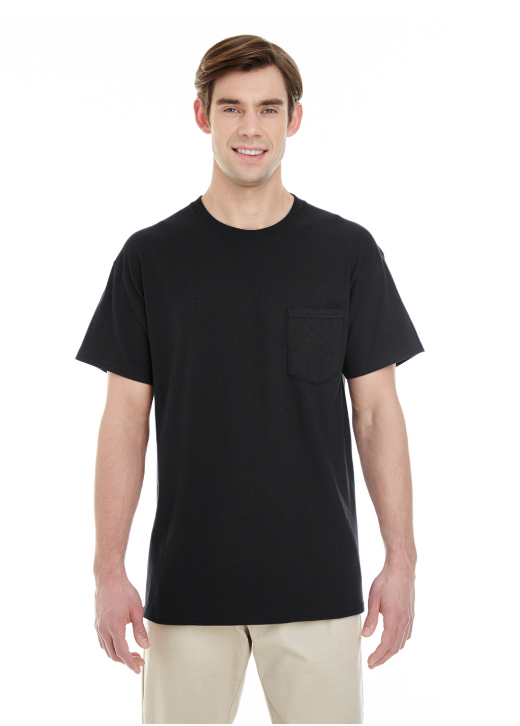 Gildan G530 Adult Heavy Cotton™ 5.3 oz. Pocket  Black T-Shirt