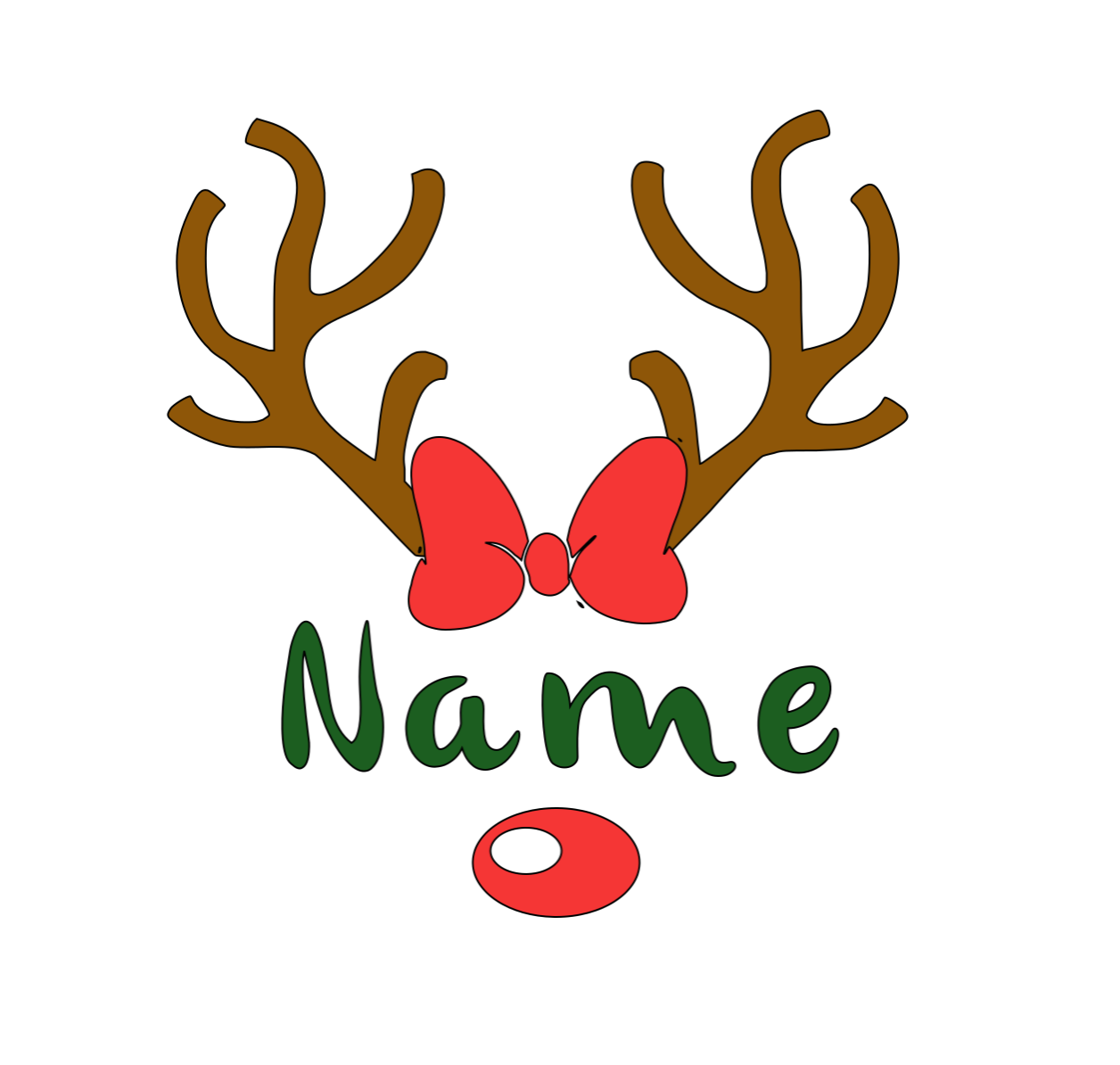 Glitter Reindeer with Bow D.I.Y Iron On Kit